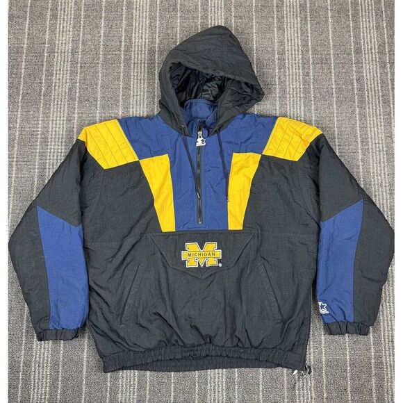 STARTER Other - Michigan Wolverines jacket Mens Large Black Starter Colour block Vintage 90